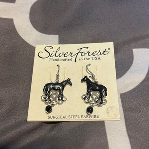 Silver Forest Silvertone Dangle Horse Earrings NWOT
